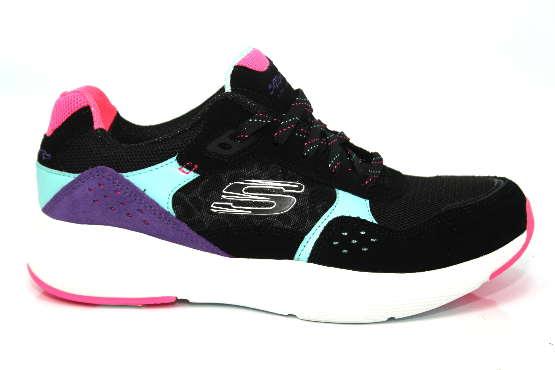 black and pink womens skechers
